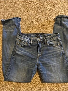 American Eagle Outfitters Women's Light-Mid Blue Skinny Jeans